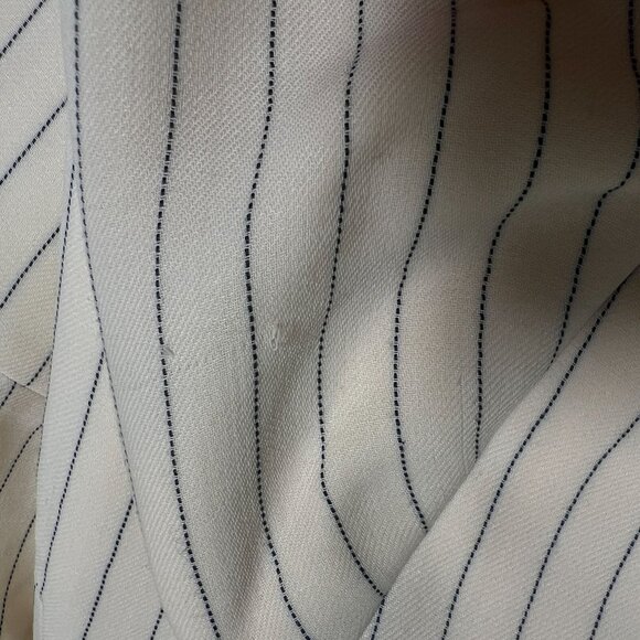 Akris Wool Blend Pinstripe 2-Button Blazer Ivory Cream Black Classic Size 10 - Picture 15 of 16